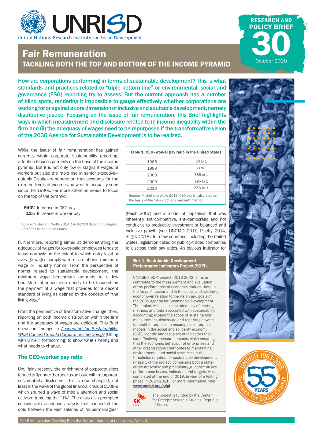 Fair Remuneration 30October 2020 TACKLING BOTH the TOP and BOTTOM of the INCOME PYRAMID