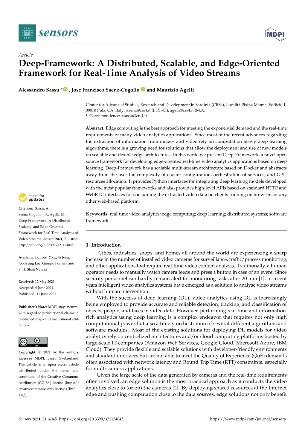Deep-Framework: a Distributed, Scalable, and Edge-Oriented Framework for Real-Time Analysis of Video Streams