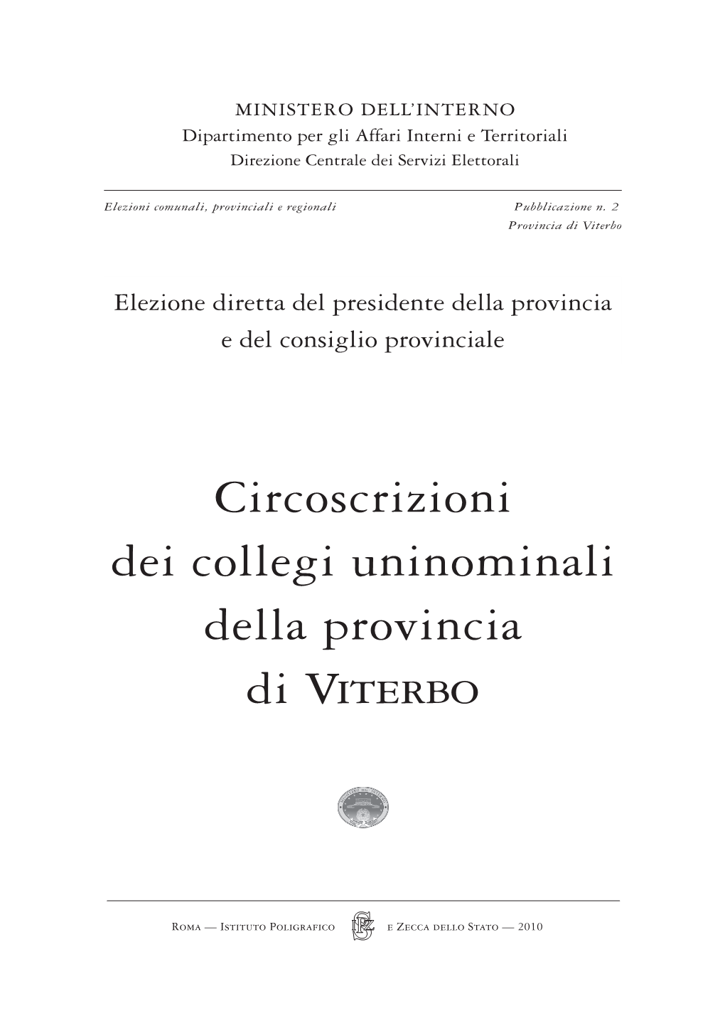 Circoscrizioni Dei Collegi Uninominali Della Provincia Di Viterbo
