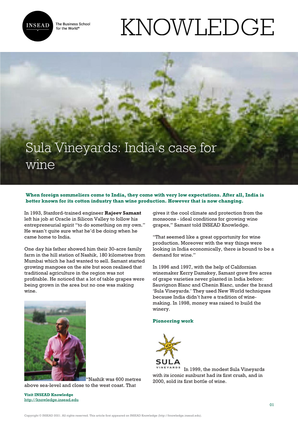 Sula Vineyards: India’S Case for Wine