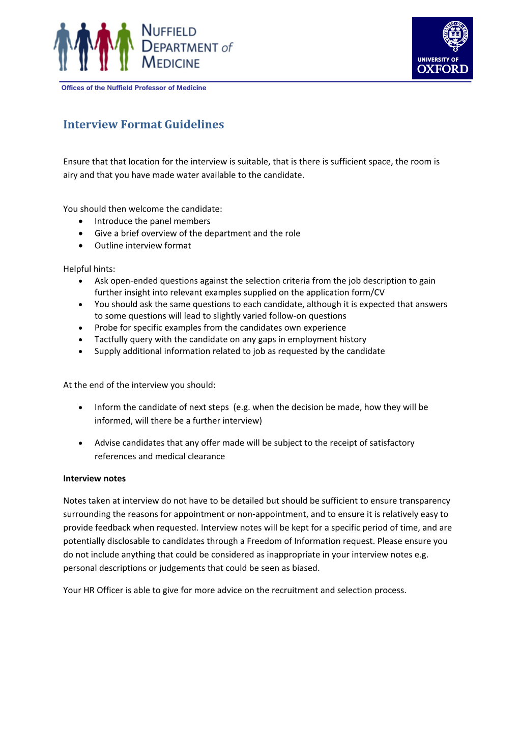 Interview Format Guidelines