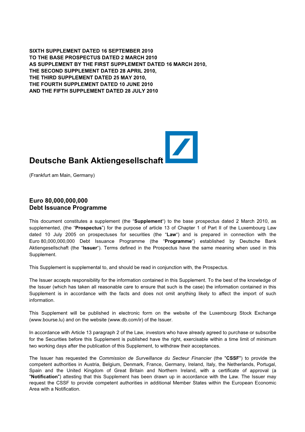 Deutsche Bank Aktiengesellschaft