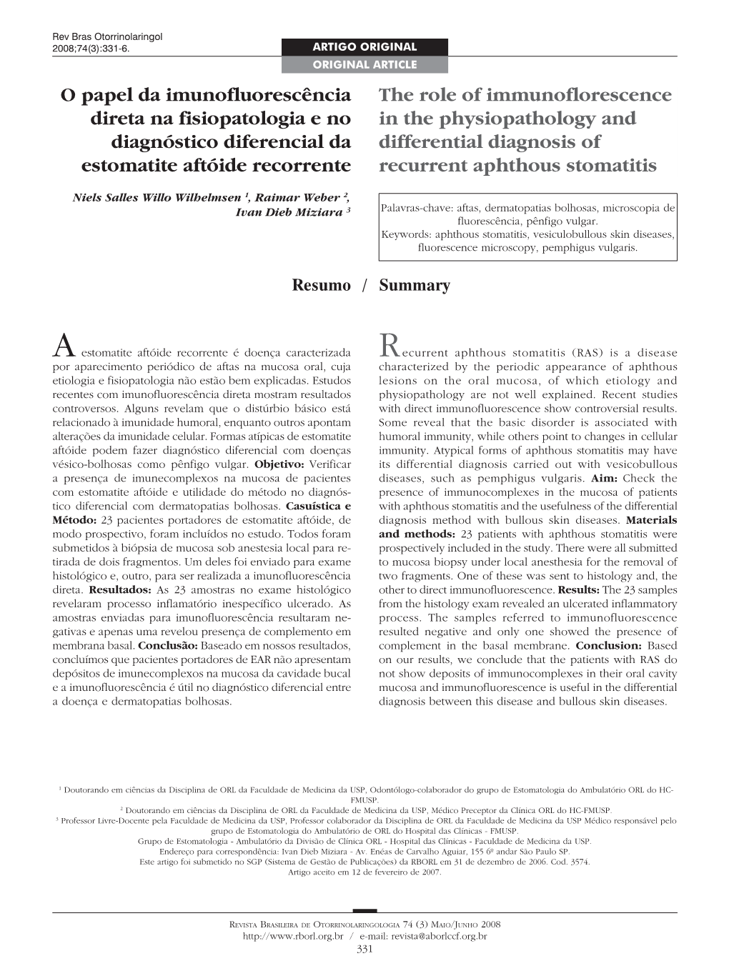 The Role of Immunoflorescence in the Physiopathology and Differential