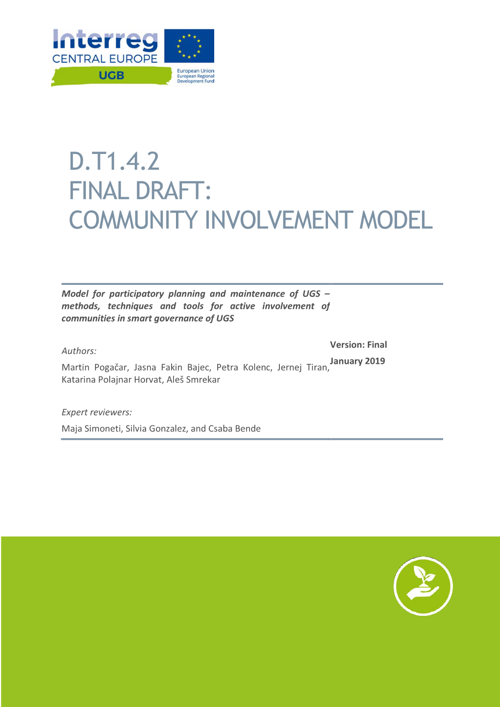 Model for Participatory Planning and Maintenance of UGS JANUAR2019