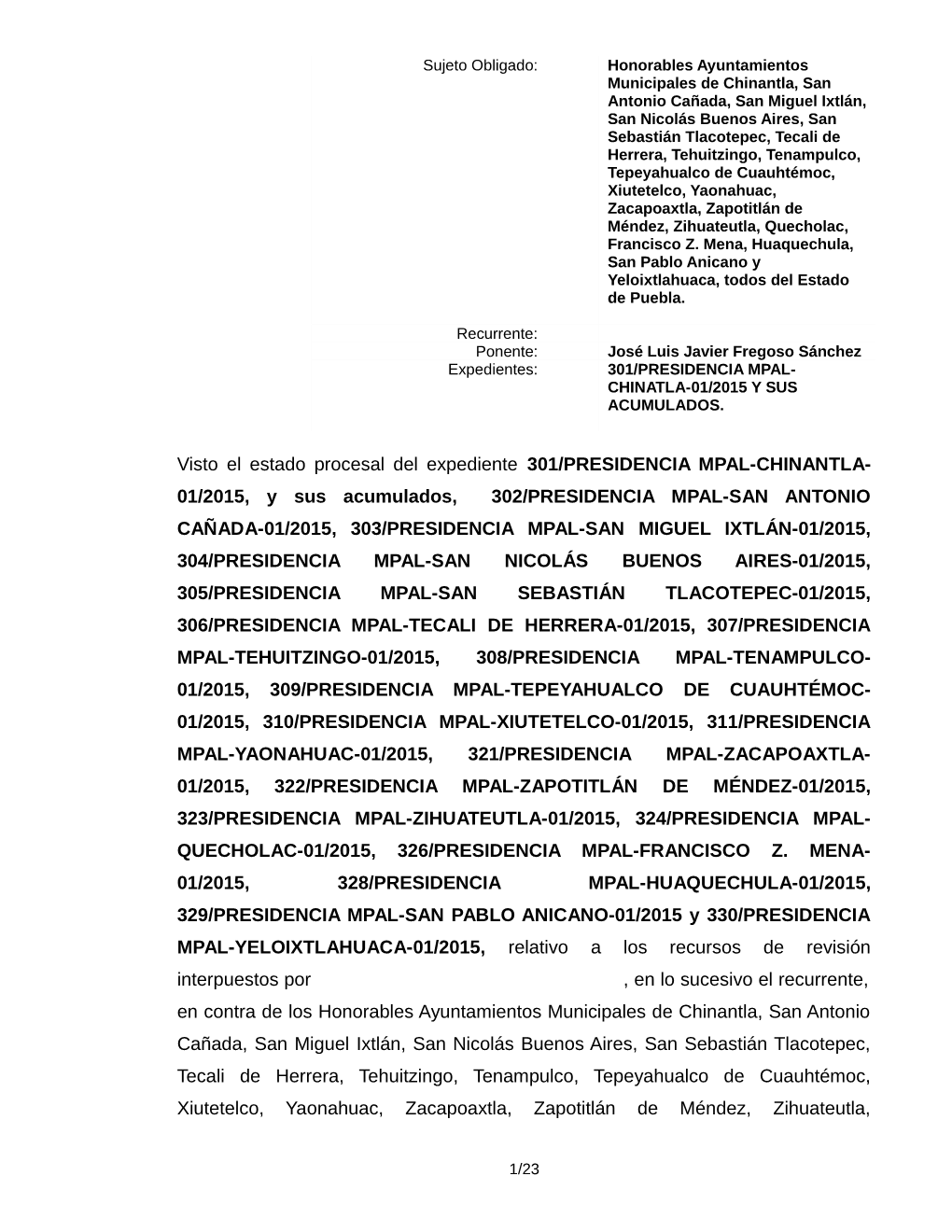 En Veintiocho De Noviembre De Dos Mil Doce, Fue Turnado a La Ponencia