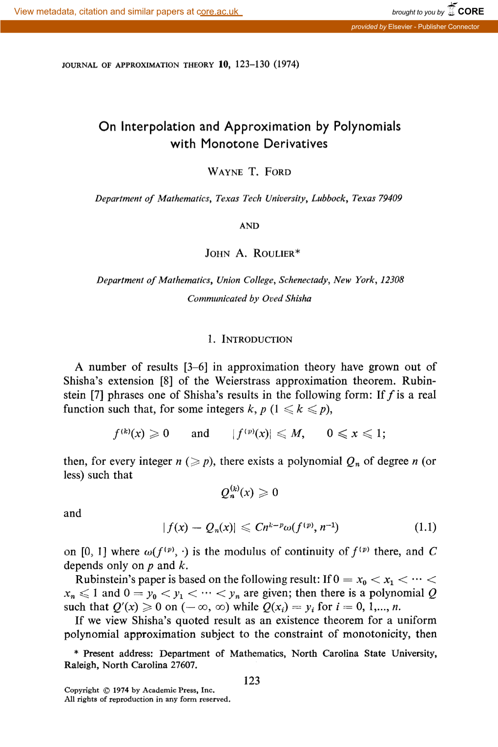 On Interpolation and Approximation by Polynomials with Monotone Derivatives