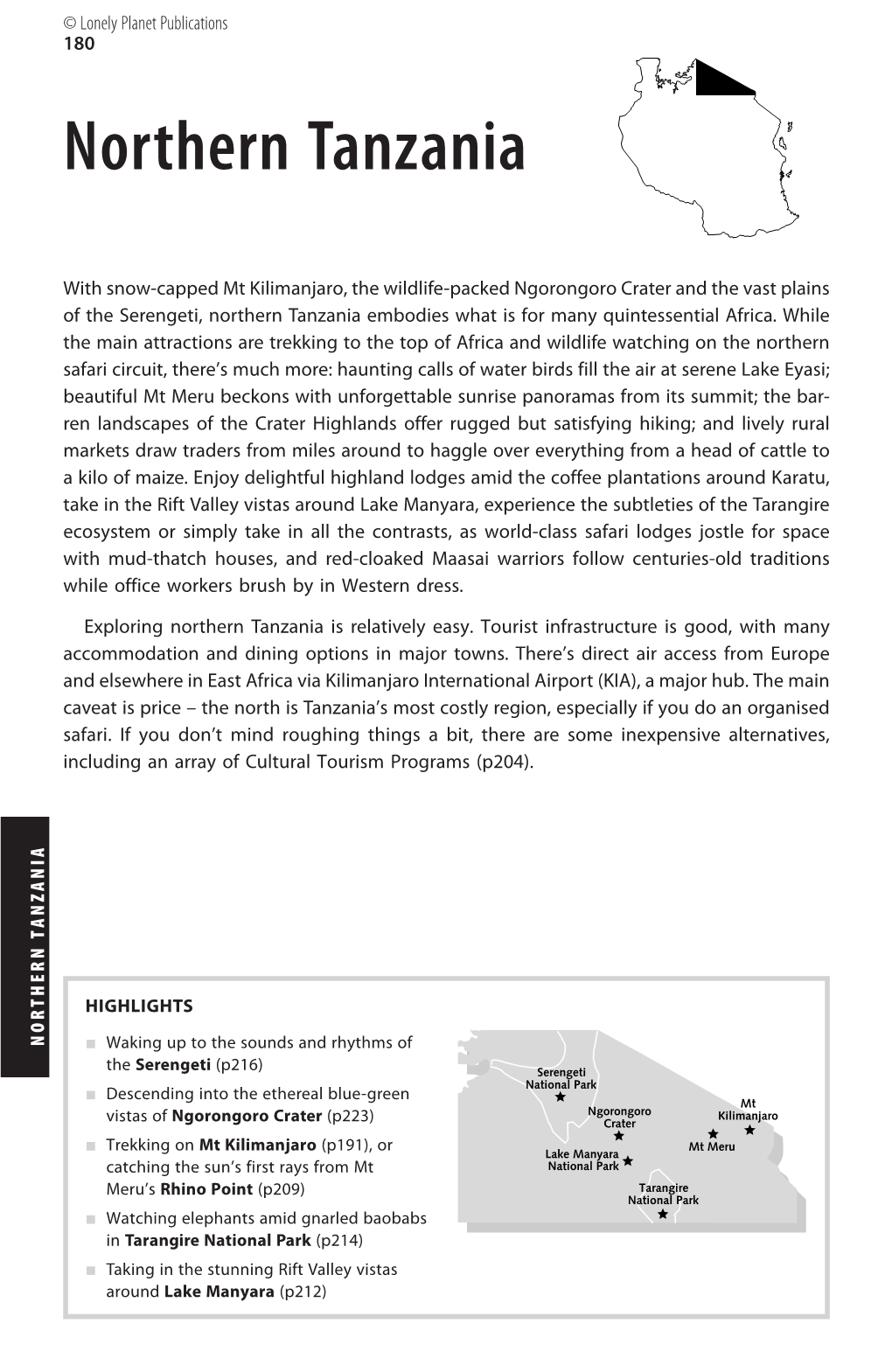 NORTHERN TANZANIA Including Anarrayofcultural Tourismprograms( P204 )