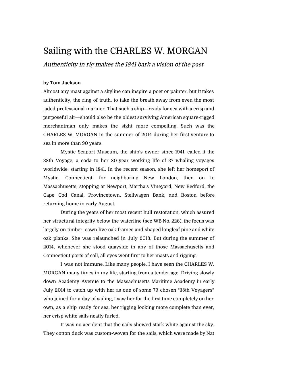 Sailing with the CHARLES W. MORGAN