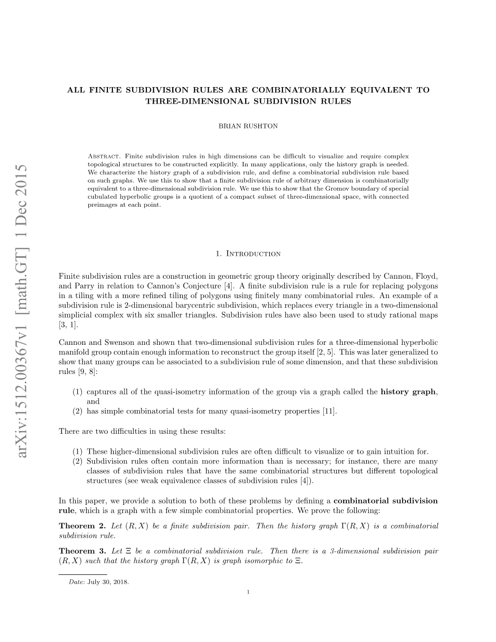 All Finite Subdivision Rules Are Combinatorially Equivalent to Three-Dimensional Subdivision Rules