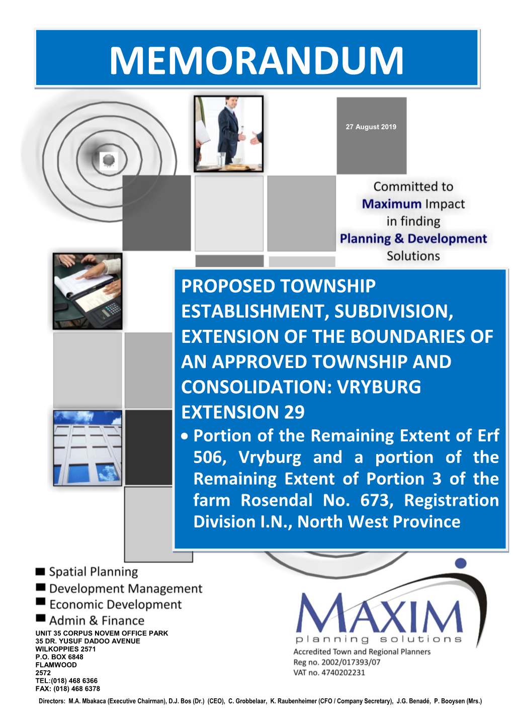 Memorandum in Support of Land Development Application