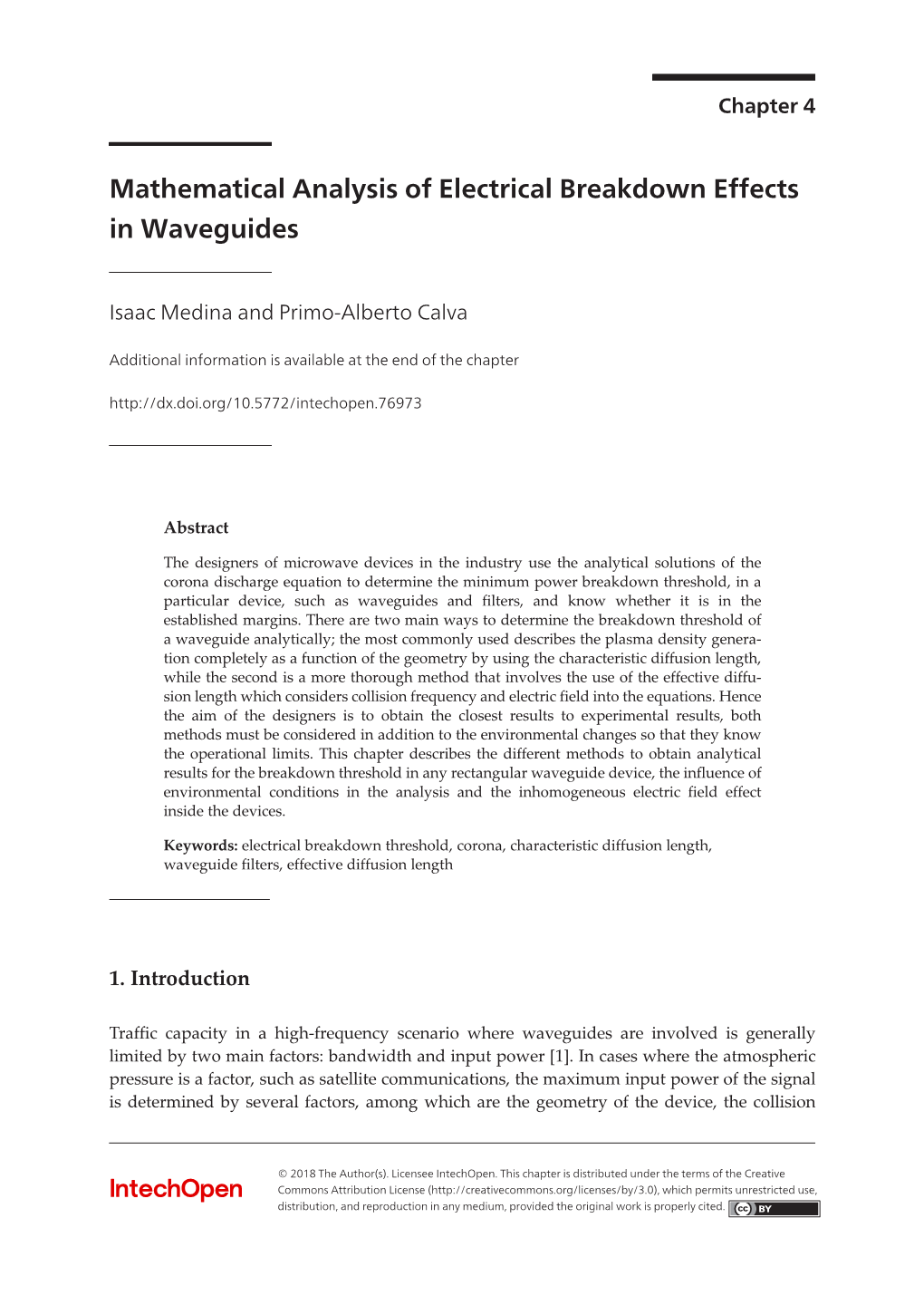 Mathematical Analysis of Electrical Breakdown Effects in Waveguides 61