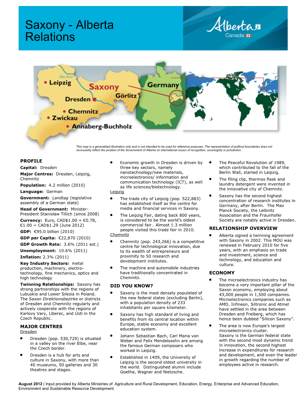 Saxony - Alberta Relations