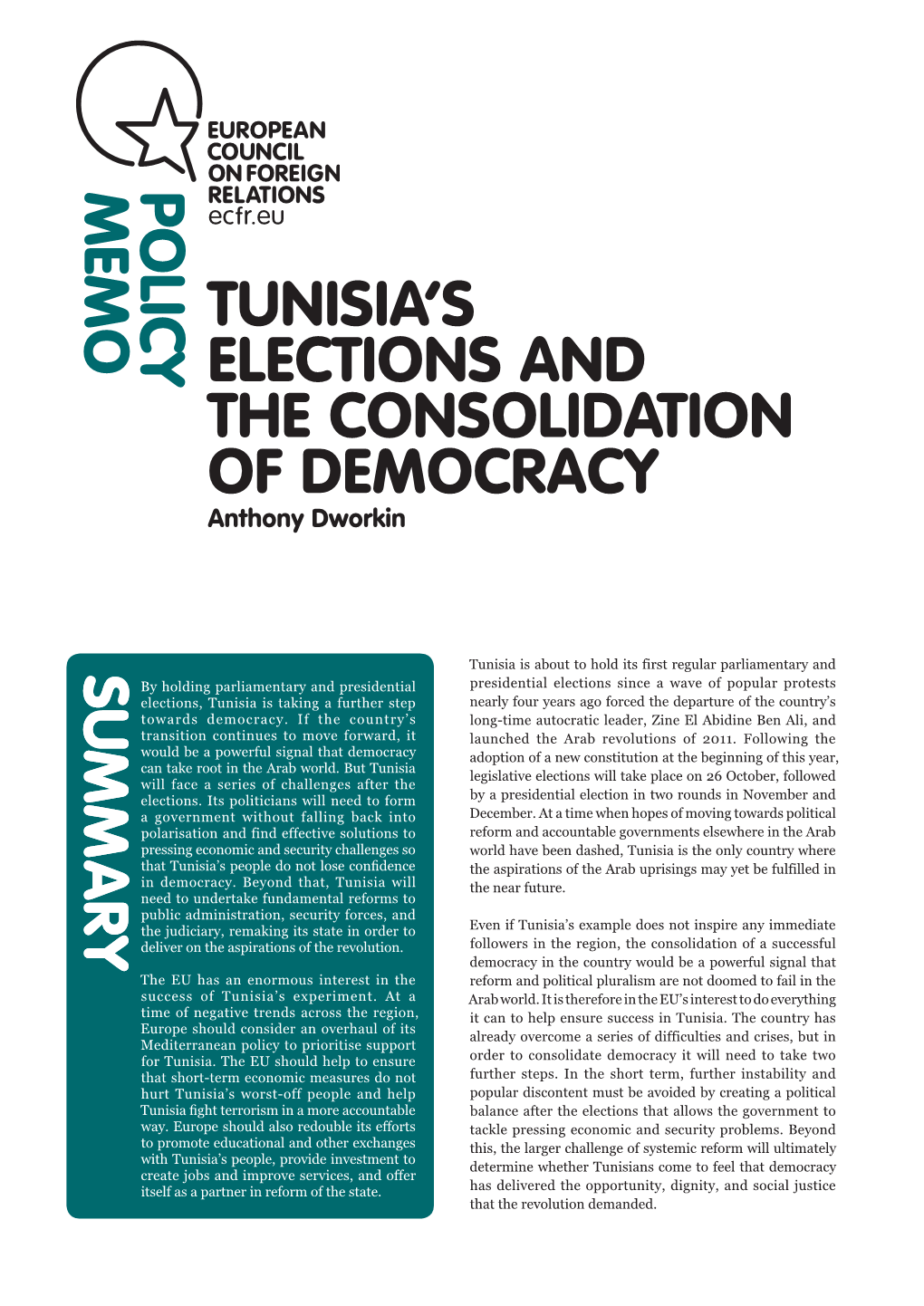 Tunisia's Elections and the Consolidation of Democracy