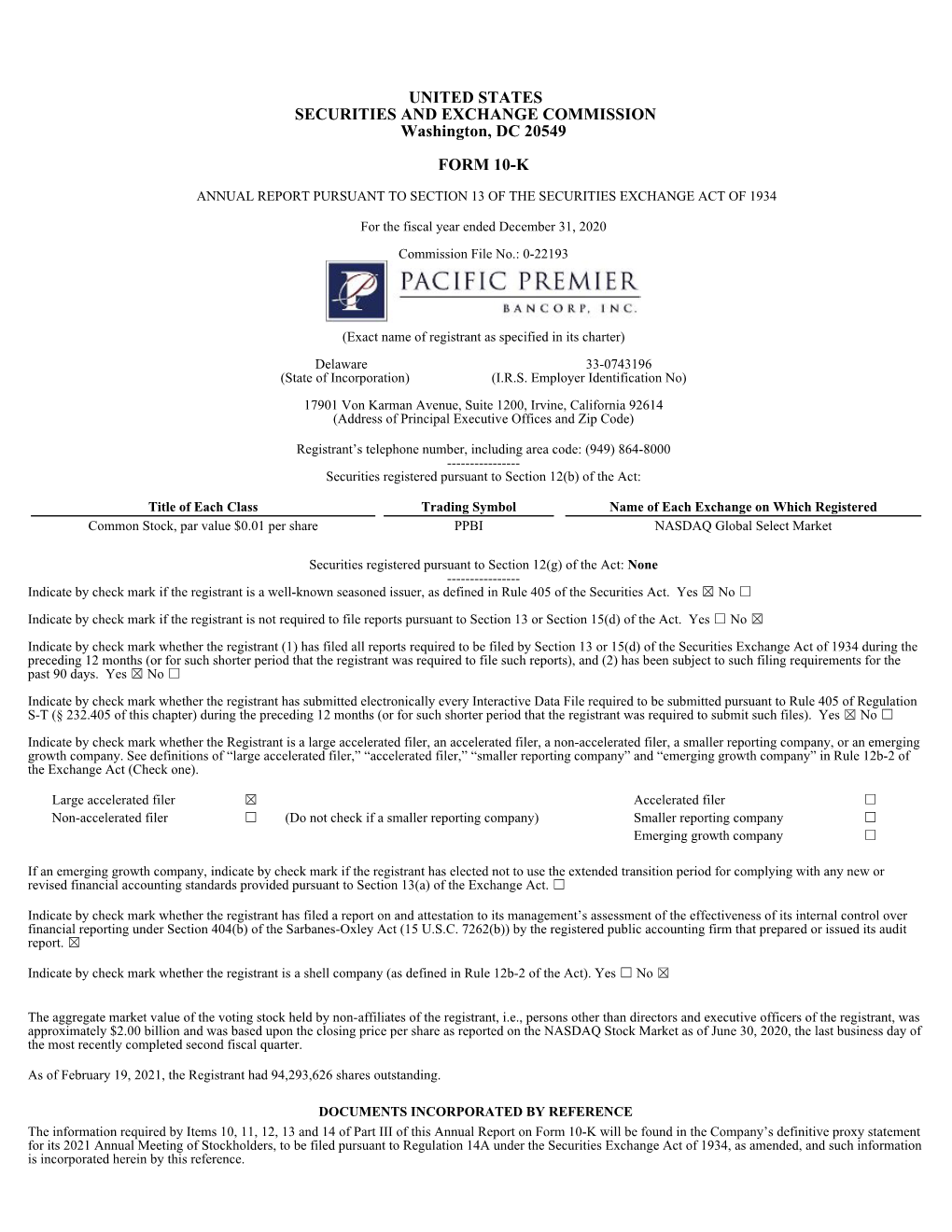 Annual Report Pursuant to Section 13 of the Securities Exchange Act of 1934