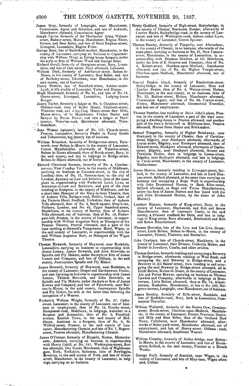 The London Gazette, November 20, 1857