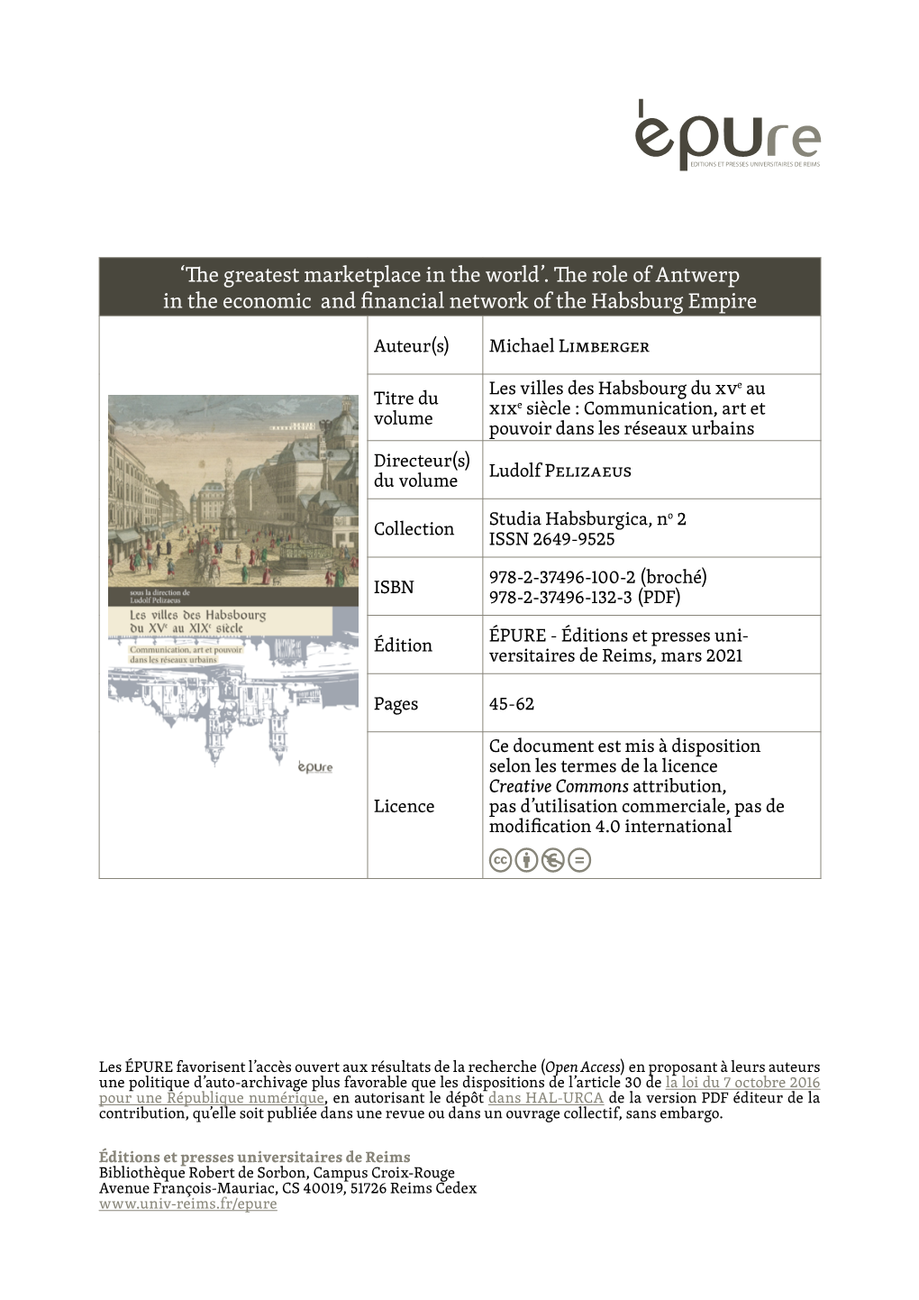 The Role of Antwerp in the Economic and Financial Network of the Habsburg Empire