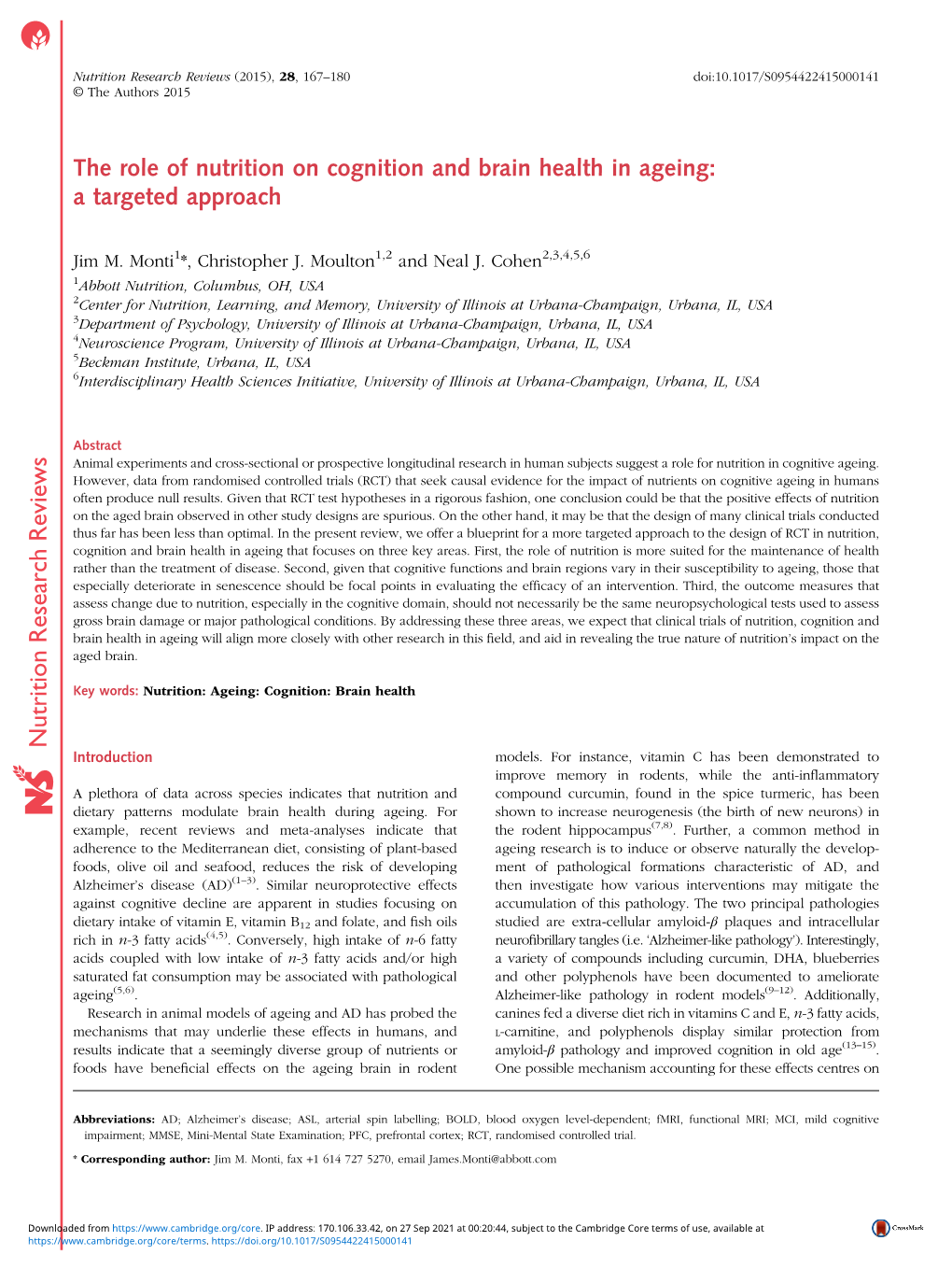 Nutrition Research Reviews (2015), 28, 167–180 Doi:10.1017/S0954422415000141 © the Authors 2015