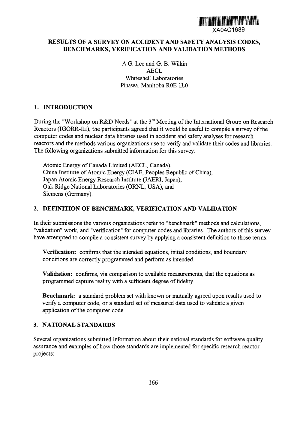 Results of a Survey on Accident and Safety Analysis Codes, Benchmarks, Verification and Validation Methods