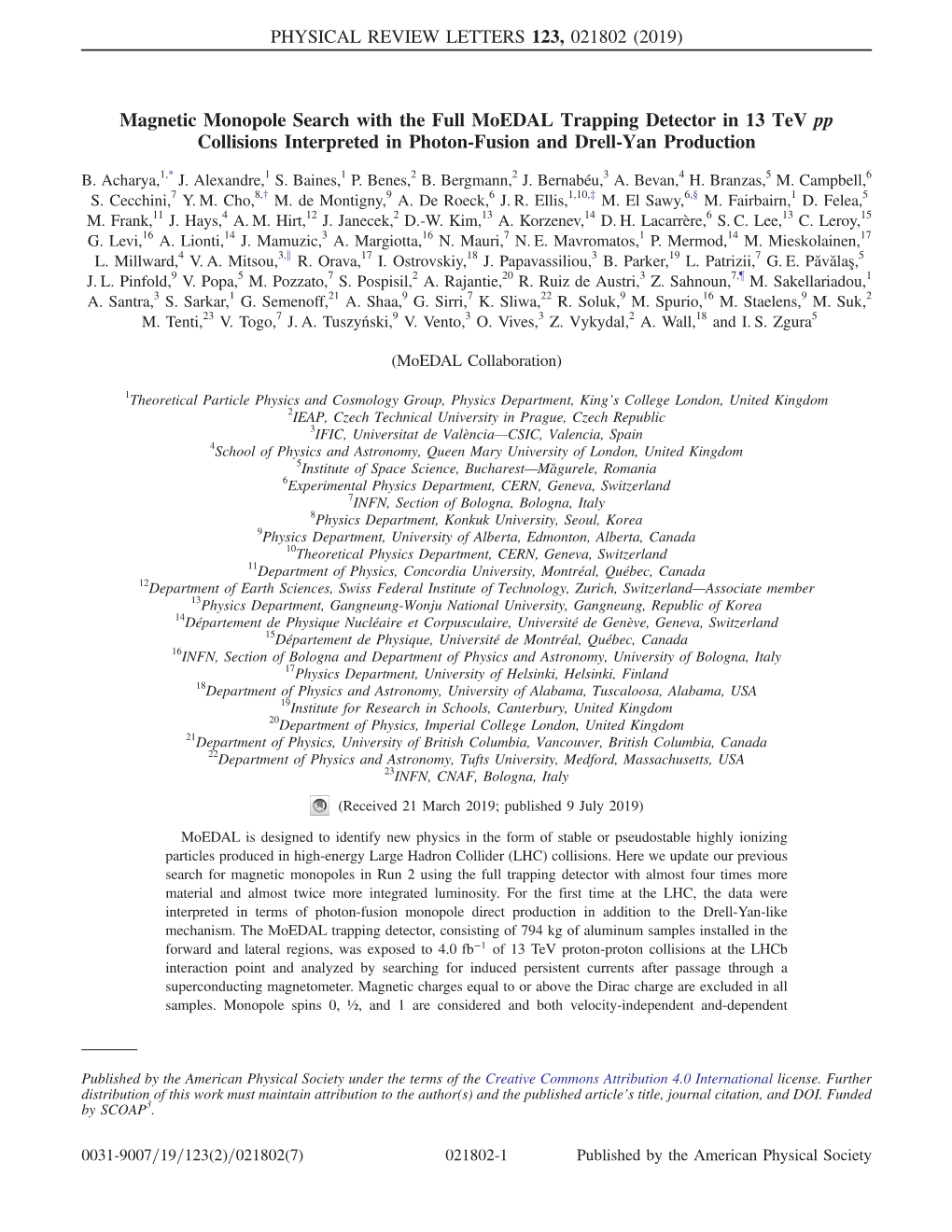 Magnetic Monopole Search with the Full Moedal Trapping Detector in 13 Tev Pp Collisions Interpreted in Photon-Fusion and Drell-Yan Production