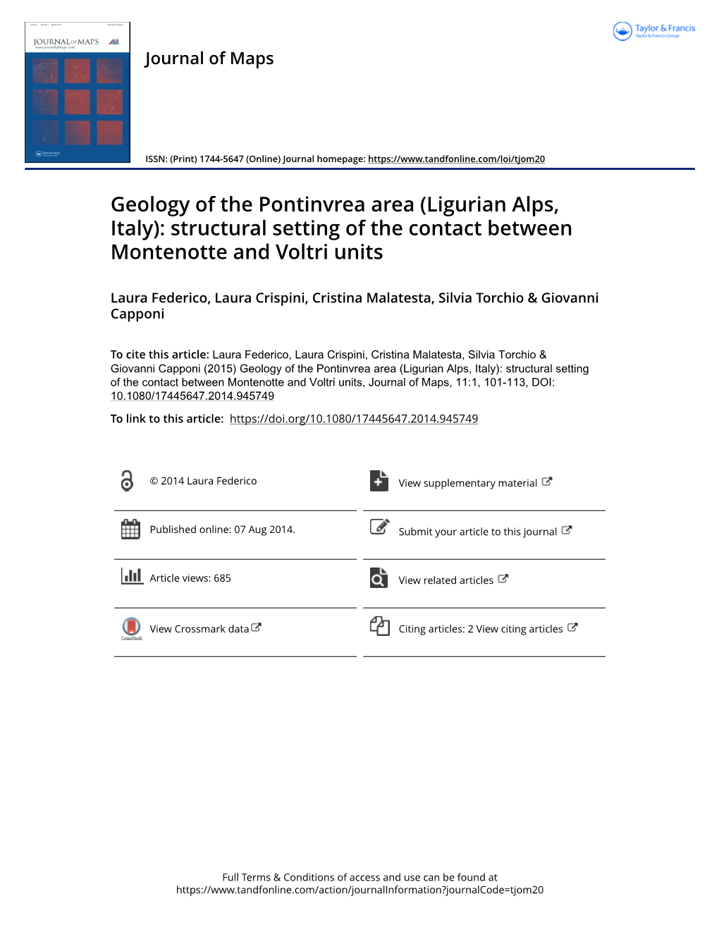 Geology of the Pontinvrea Area (Ligurian Alps, Italy): Structural Setting of the Contact Between Montenotte and Voltri Units