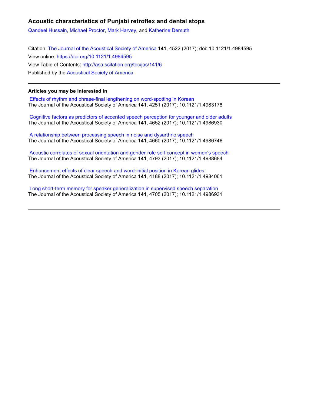 Acoustic Characteristics of Punjabi Retroflex and Dental Stopsa)