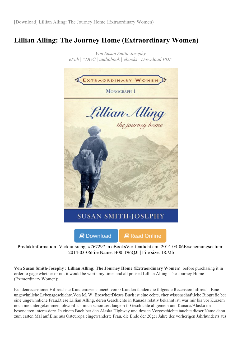 Lillian Alling: the Journey Home (Extraordinary Women)
