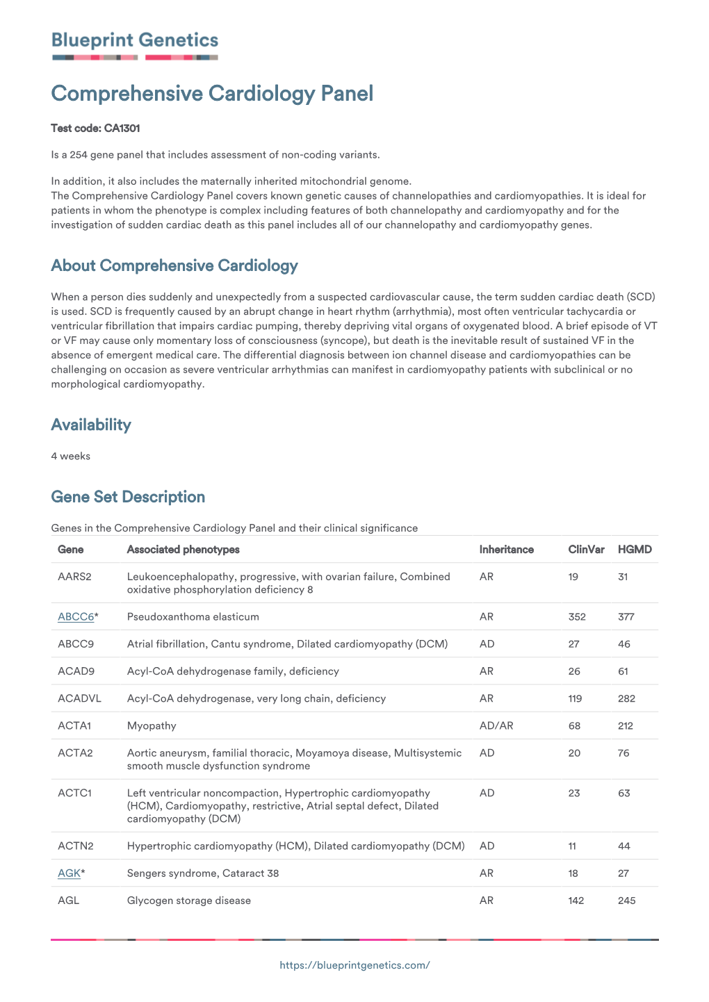 Blueprint Genetics Comprehensive Cardiology Panel