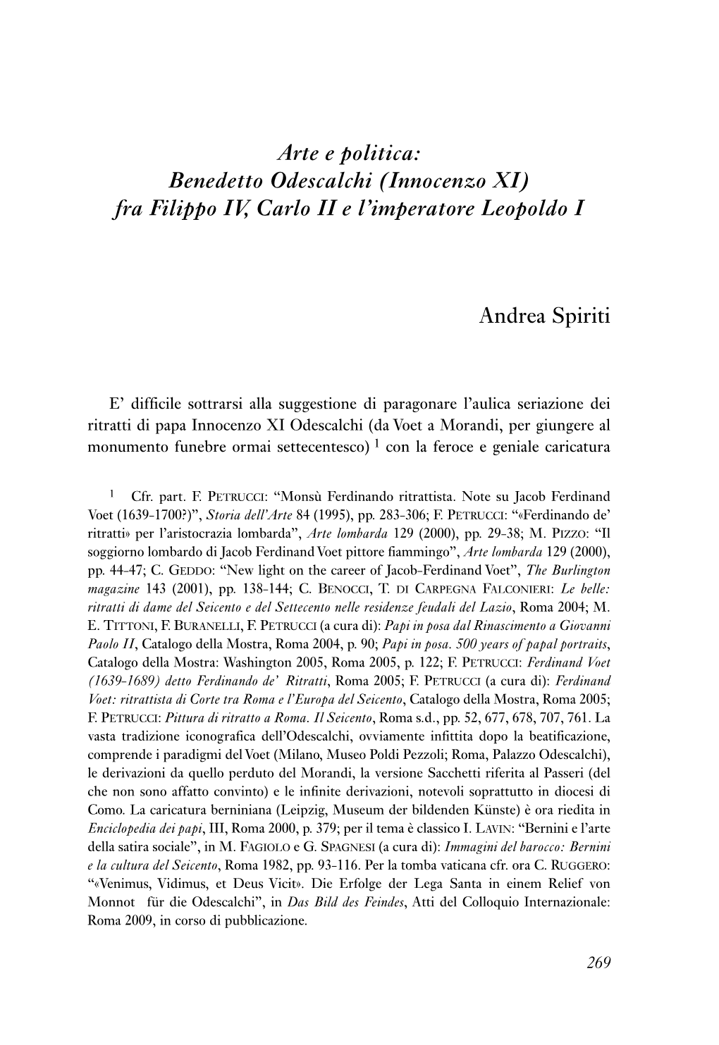 Benedetto Odescalchi (Innocenzo XI) Fra Filippo IV, Carlo II E L’Imperatore Leopoldo I