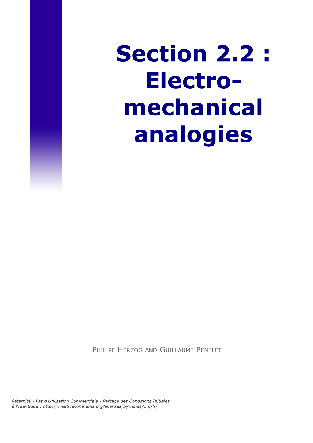 Section 2.2 : Electro-Mechanical Analogies