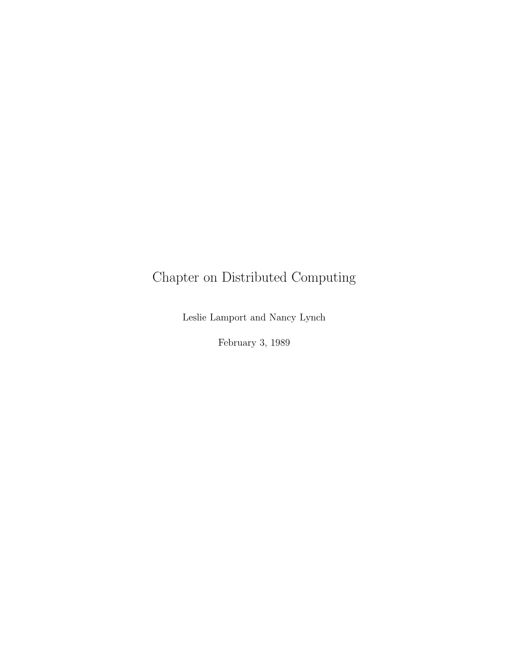 Chapter on Distributed Computing