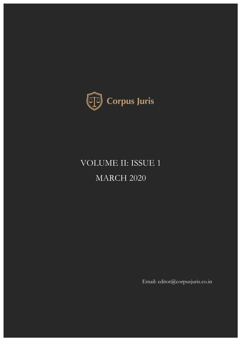 Volume Ii: Issue 1 March 2020