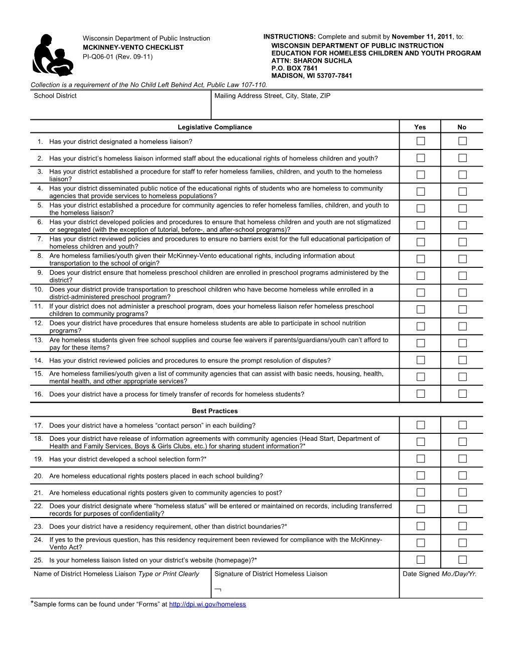 PI-Q06-01,Mckinney-Vento Checklist