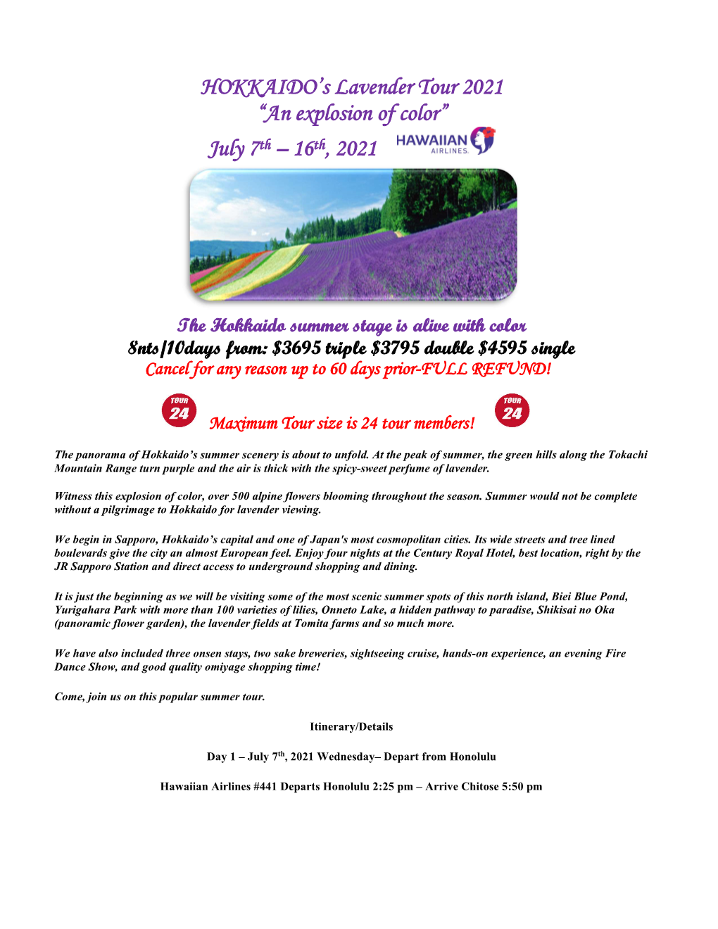 HOKKAIDO's Lavender Tour 2021