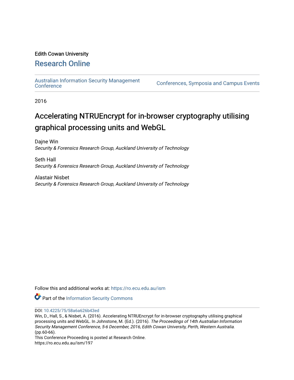 Accelerating Ntruencrypt for In-Browser Cryptography Utilising Graphical Processing Units and Webgl