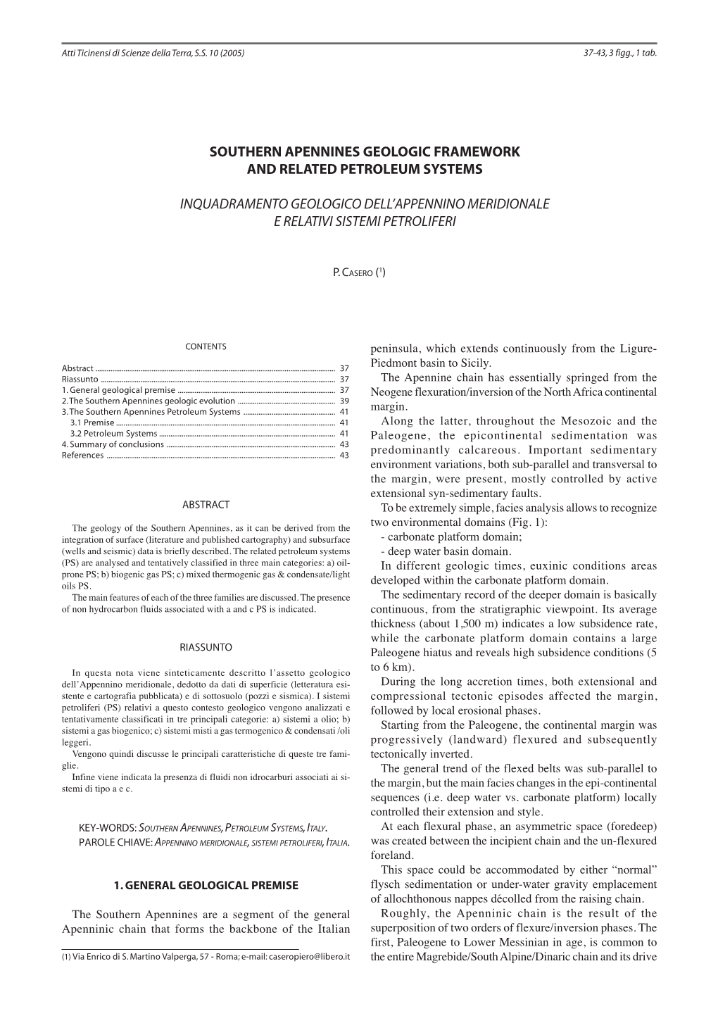 Southern Apennines Geologic Framework and Related Petroleum Systems