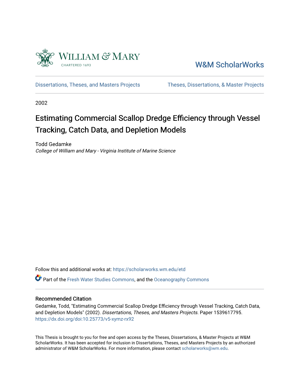 Estimating Commercial Scallop Dredge Efficiency Through Vessel Tracking, Catch Data, and Depletion Models