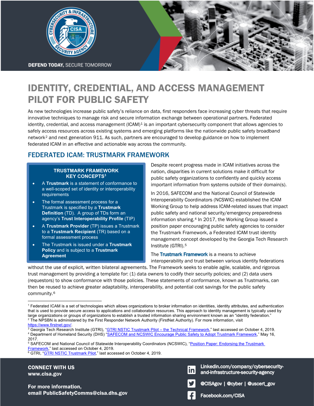 Identity, Credential, and Access Management Pilot for Public Safety
