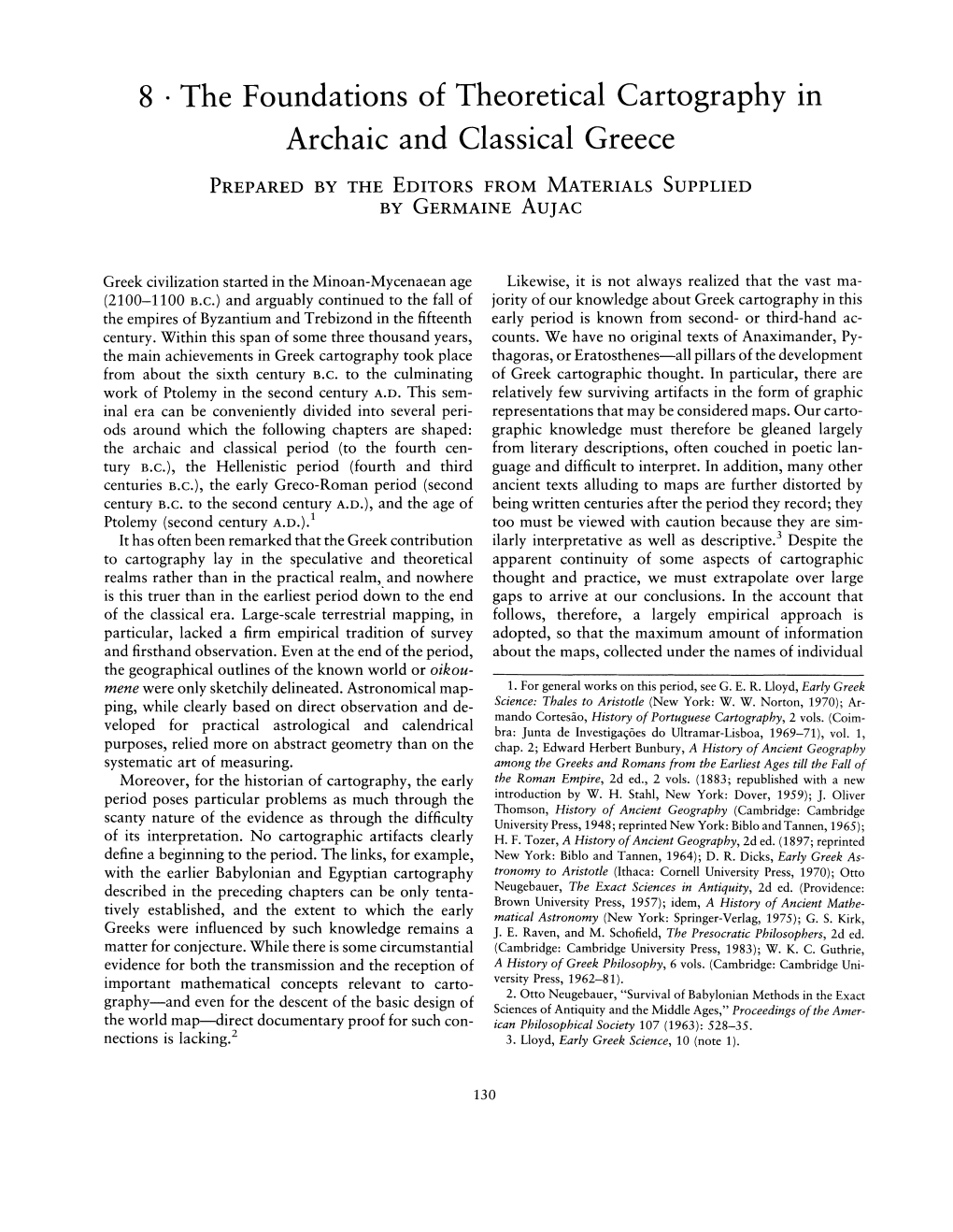 8 · the Foundations of Theoretical Cartography in Archaic and Classical Greece