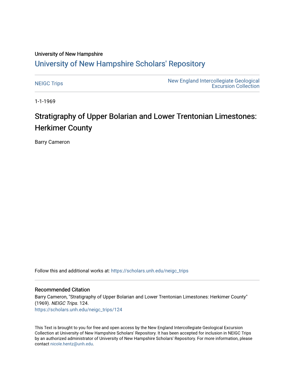 Stratigraphy of Upper Bolarian and Lower Trentonian Limestones: Herkimer County