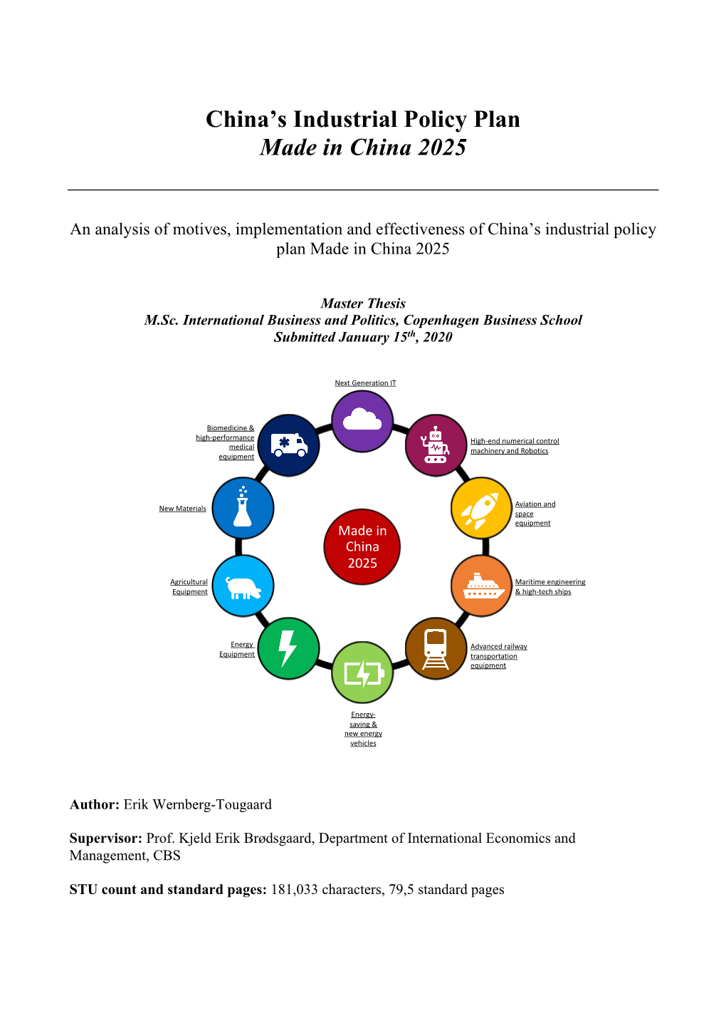 China's Industrial Policy Plan Made in China 2025