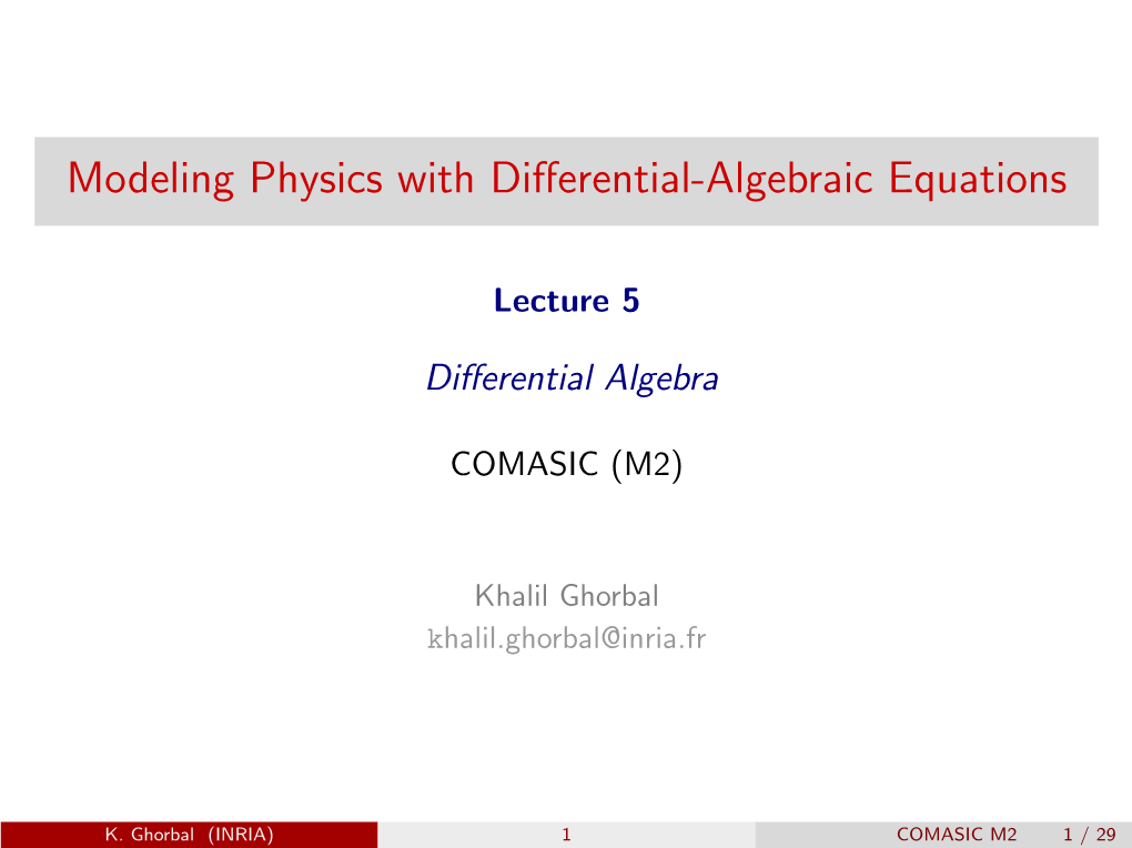 Modeling Physics with Differential-Algebraic Equations