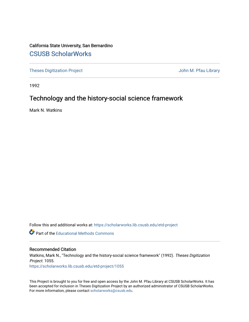 Technology and the History-Social Science Framework