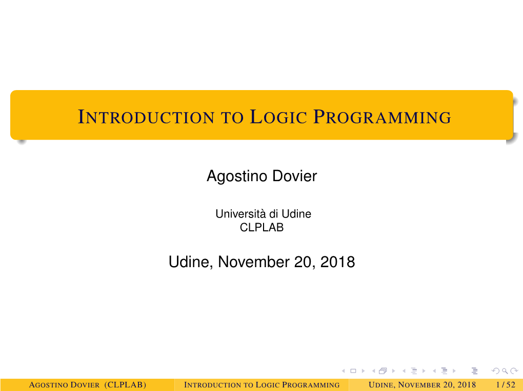 Introduction to Logic Programming