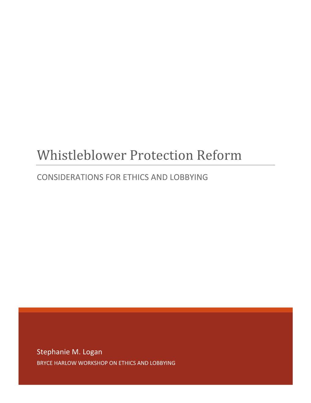 Whistleblower Protection Reform