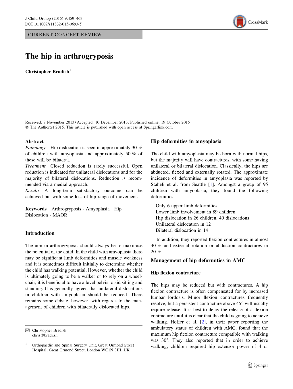 The Hip in Arthrogryposis