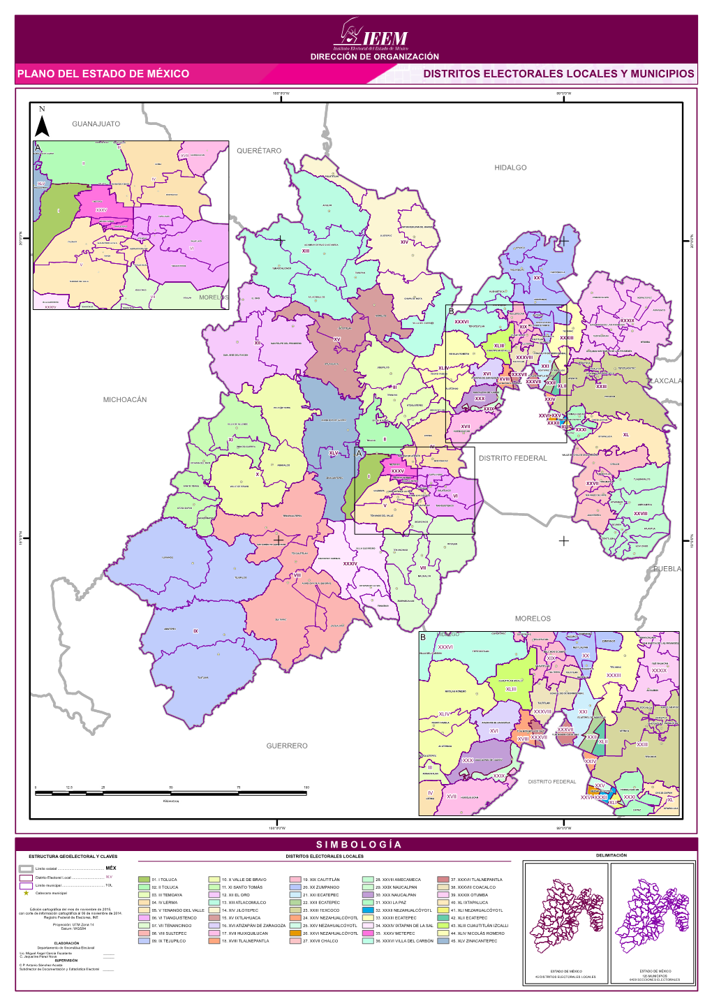 Plano Del Estado De México Distritos Electorales Locales Y Municipios