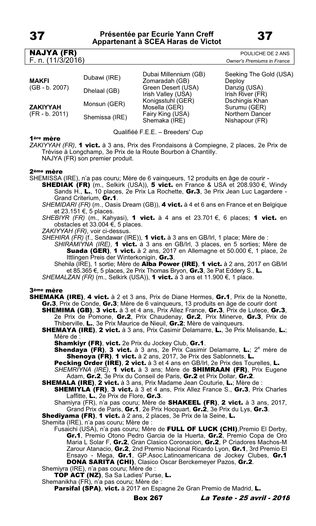 Tattersalls Catalogue Page