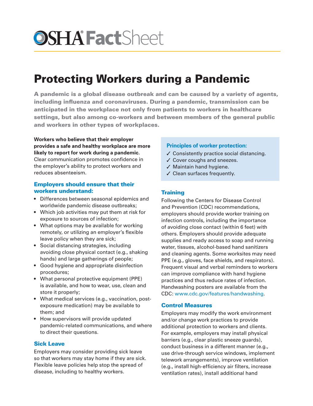 Protecting Workers During a Pandemic