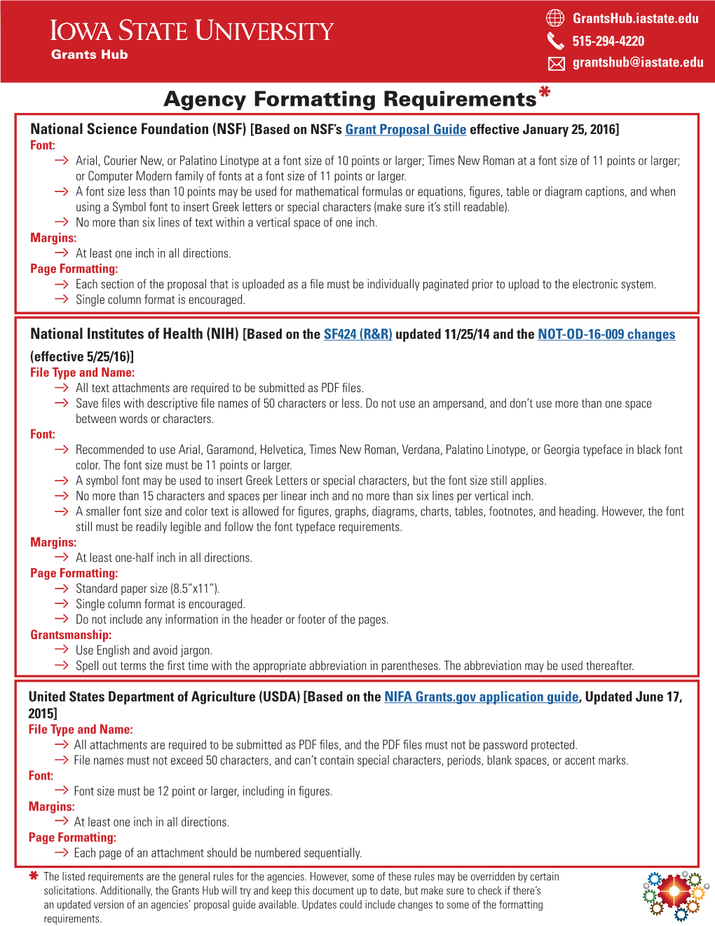 Agency Formatting Requirements*