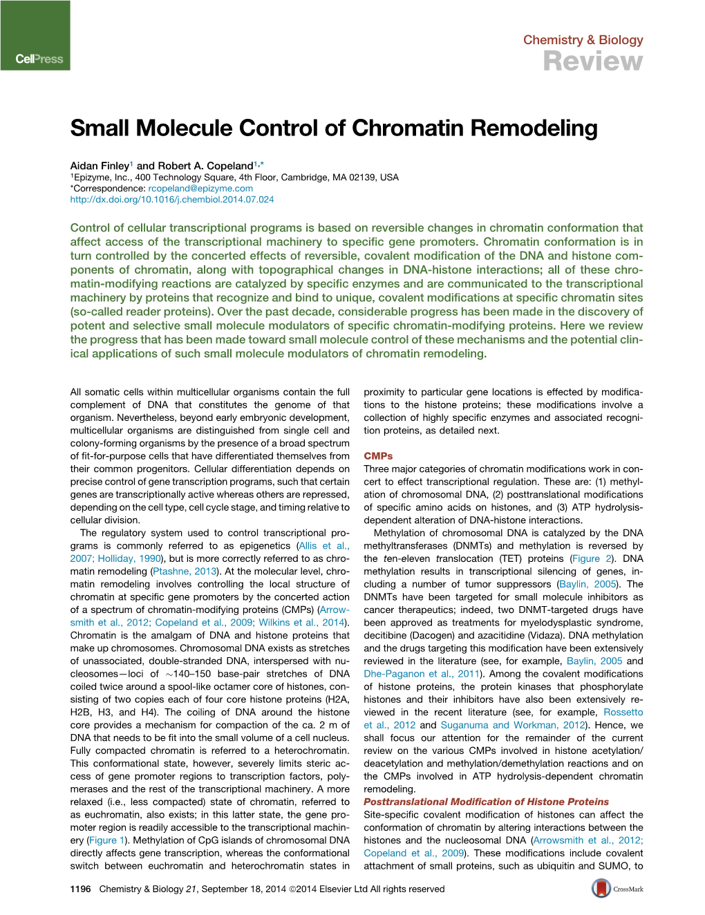 Small Molecule Control of Chromatin Remodeling